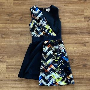 Milly Dress 8 Black Pattern Asymmetrical Dress